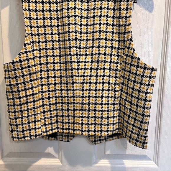 ModCloth Size L Yellow White Black Houndstooth Button up Vest with Faux Pockets - Picture 8 of 11